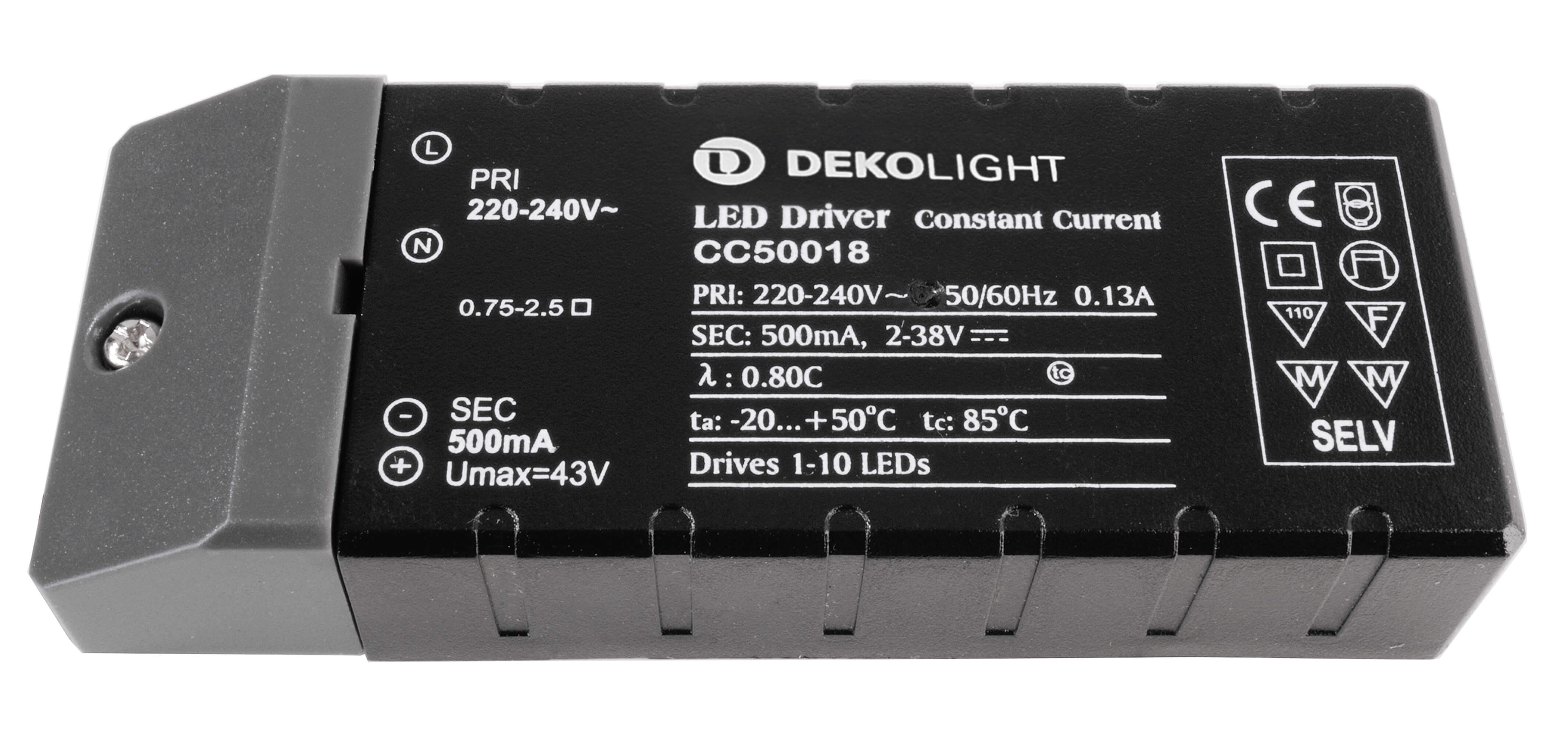LED Netzteil, 230V / 12V-DC / 6W / 500mA TCI